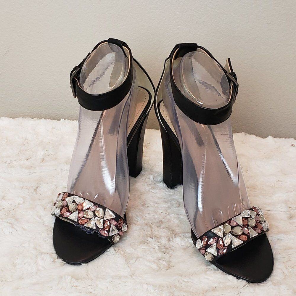 BCBGeneration Jeweled Ankle Strap Black Heels Size 9